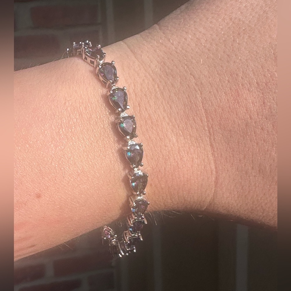 Sterling Silver 4mm Mystic Topaz CZ Bracelet (Matching ring available size 9)